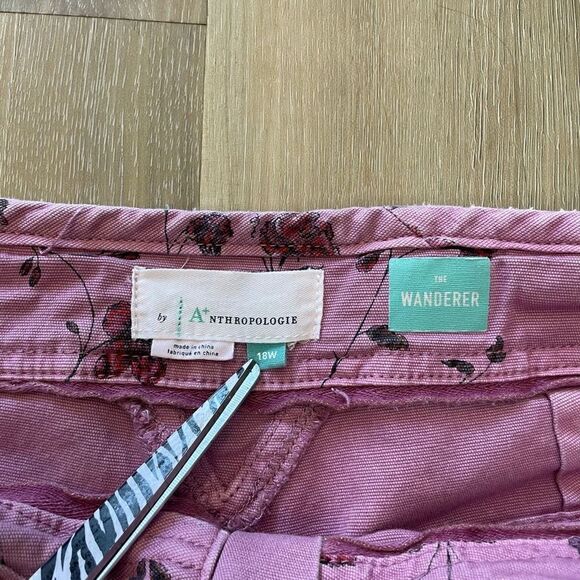 Anthropologie The Wanderer Shorts Lilac Ditsy Floral Button Fly 18W Plus - Picture 3 of 6